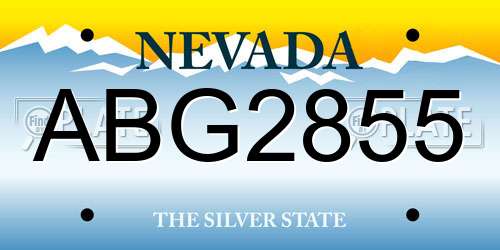 ABG2855 Nevada License Plate