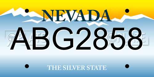 ABG2858 Nevada License Plate