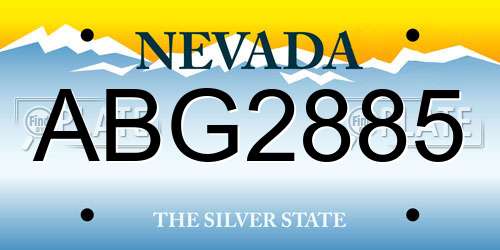 ABG2885 Nevada License Plate