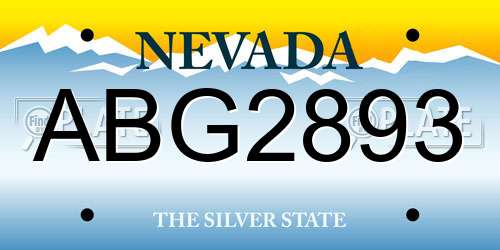 ABG2893 Nevada License Plate