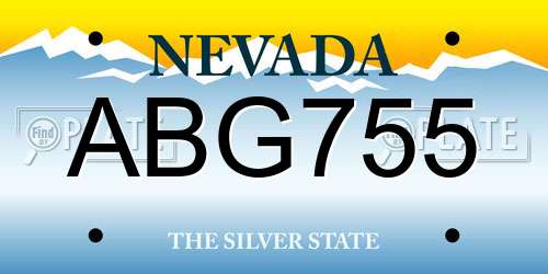 ABG755 Nevada License Plate