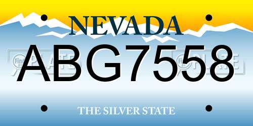 ABG7558 Nevada License Plate