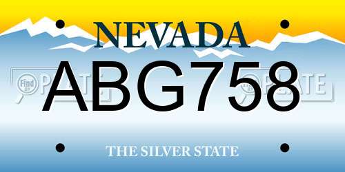 ABG758 Nevada License Plate