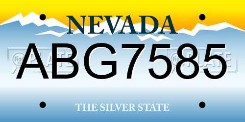 ABG7585 Nevada License Plate
