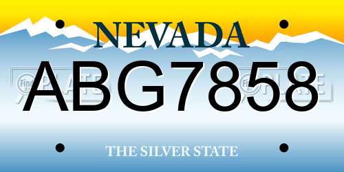 ABG7858 Nevada License Plate