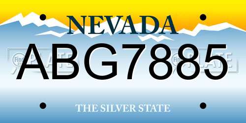 ABG7885 Nevada License Plate