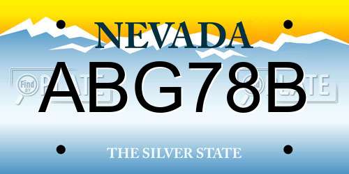 ABG78B Nevada License Plate
