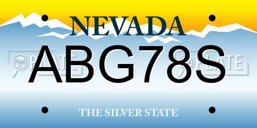 ABG78S Nevada License Plate