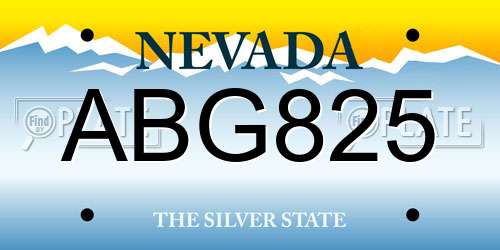 ABG825 Nevada License Plate