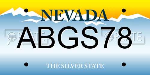 ABGS78 Nevada License Plate