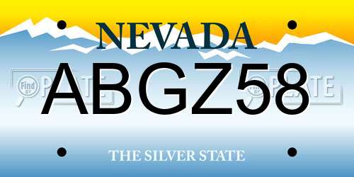 ABGZ58 Nevada License Plate