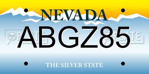 ABGZ85 Nevada License Plate