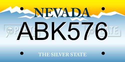 ABK576 Nevada License Plate