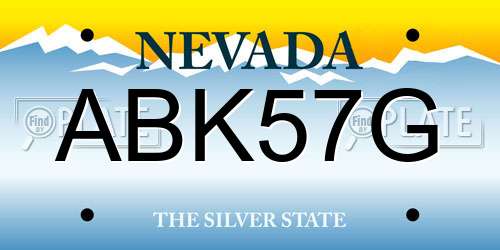 ABK57G Nevada License Plate