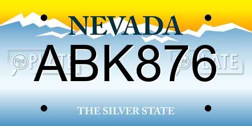 ABK876 Nevada License Plate