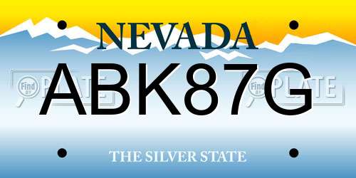 ABK87G Nevada License Plate