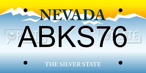 ABKS76 Nevada License Plate