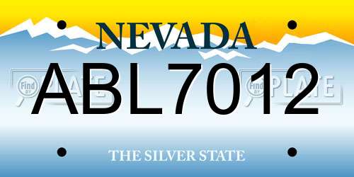 ABL7012 Nevada License Plate