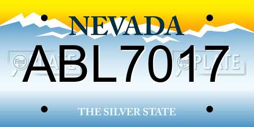 ABL7017 Nevada License Plate