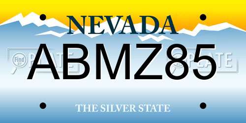 ABMZ85 Nevada License Plate