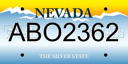ABO2362 Nevada License Plate