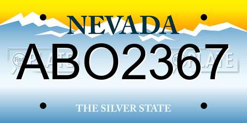 ABO2367 Nevada License Plate