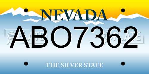ABO7362 Nevada License Plate