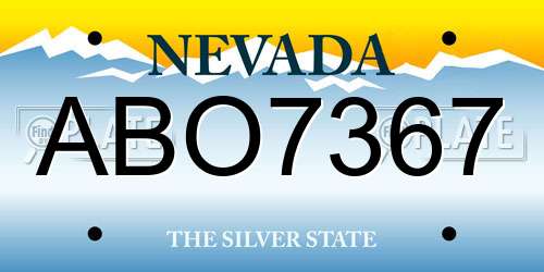 ABO7367 Nevada License Plate
