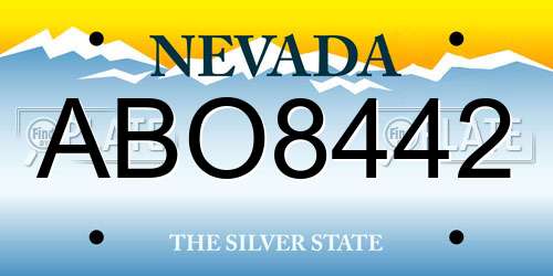 ABO8442 Nevada License Plate