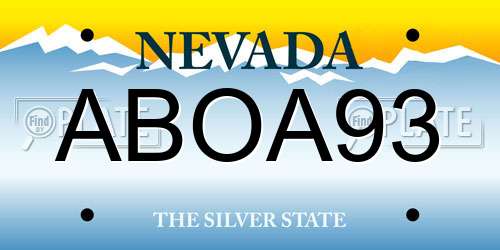 ABOA93 Nevada License Plate