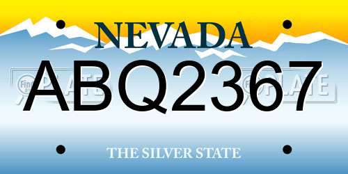 ABQ2367 Nevada License Plate