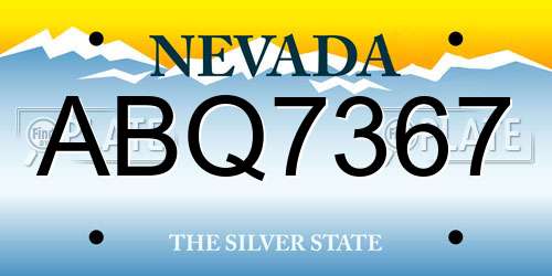 ABQ7367 Nevada License Plate