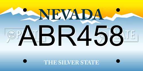 ABR458 Nevada License Plate
