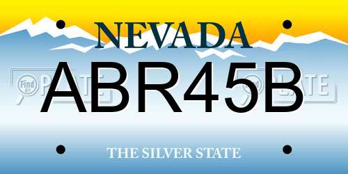 ABR45B Nevada License Plate
