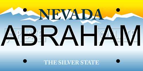 ABRAHAM Nevada License Plate