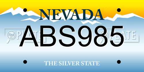 ABS985 Nevada License Plate