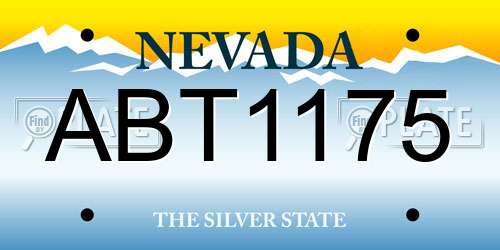 ABT1175 Nevada License Plate
