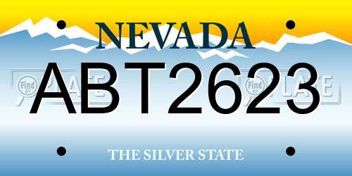 ABT2623 Nevada License Plate