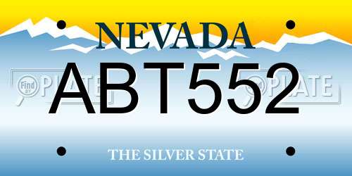 ABT552 Nevada License Plate