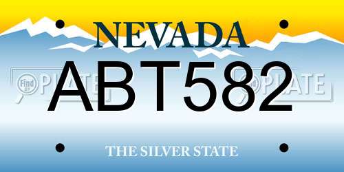ABT582 Nevada License Plate