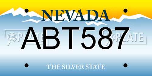ABT587 Nevada License Plate
