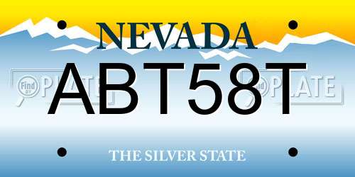 ABT58T Nevada License Plate