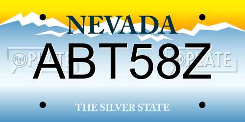 ABT58Z Nevada License Plate