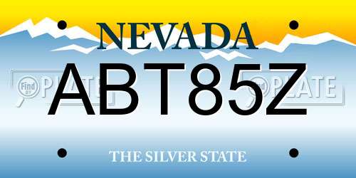 ABT85Z Nevada License Plate