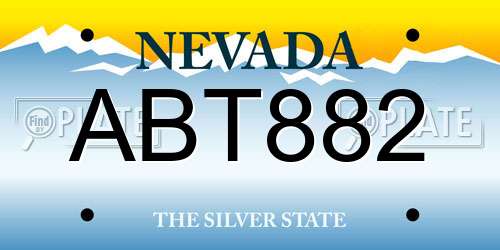 ABT882 Nevada License Plate