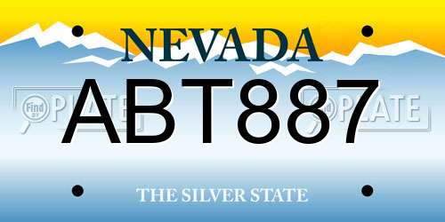 ABT887 Nevada License Plate