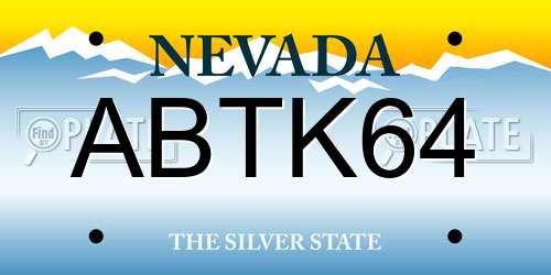 ABTK64 Nevada License Plate
