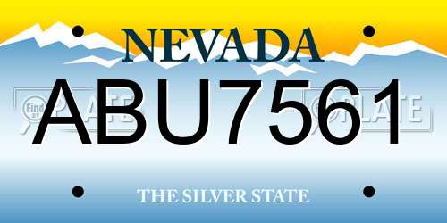 ABU7561 Nevada License Plate