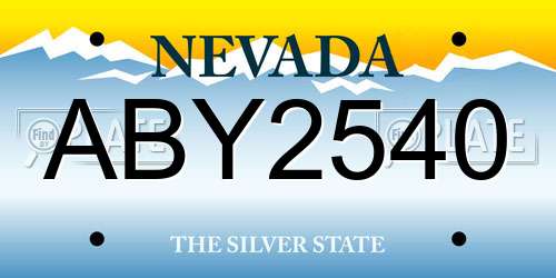ABY2540 Nevada License Plate