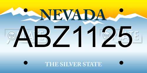 ABZ1125 Nevada License Plate